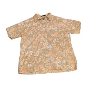 Vintage TH Standard Issue Camp Shirt Mens Medium 4-Button Pullover Beige‎ Floral